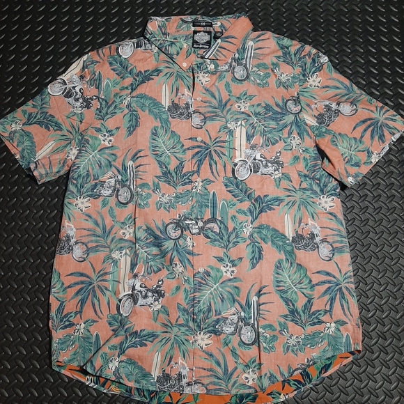 Harley-Davidson Reyn Spooner Aloha Orange hula button-up shirt size 2XL - Picture 1 of 13